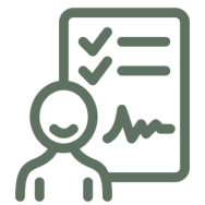Person icon with checklist and signature.