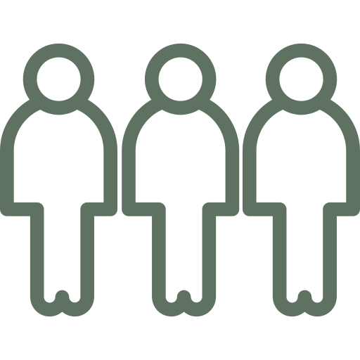 Icon of three simple human figures standing side by side.